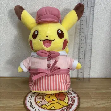 파티시에 피카츄 포켓몬 카페 한정판 봉제 인형 핑크