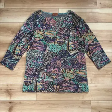 MISSONI 미쏘니 오렌지 택 올 패턴 니트 스웨터 L