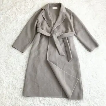 프레이 아이디 롱 울 리버 코트 벨트 그레이지