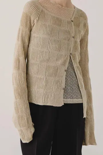 WAVE TUCK ASYMMETRY GLITTER CARDIGAN