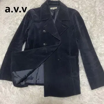 a.v.v 네이비 코듀로이 더블 브레스트 자켓 빈티지 344