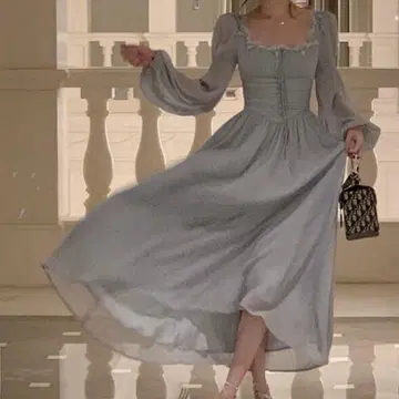 melty fondue 스카이블루 롱 원피스 프린세스의 다회 원피스