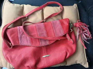 뷰레 가죽 빨간색 스트라이프 숄더백 태슬 포함