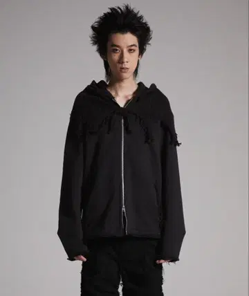 [ GRANCY ] 니트 레이어드 디자인 지퍼 후디