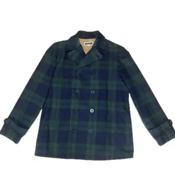 포틀랜드 피 코트 체크 무늬 그린 XXL 코튼 100 하자품