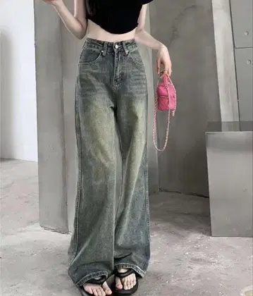 그라데이션 데님 와이드 레그 팬츠