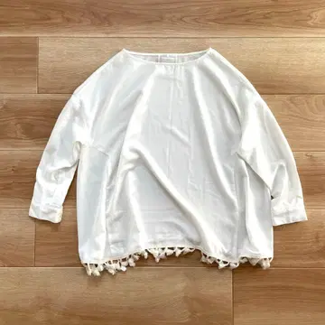 BEARDSLEY 비어즐리 구매 A라인 블라우스 프린지 화이트