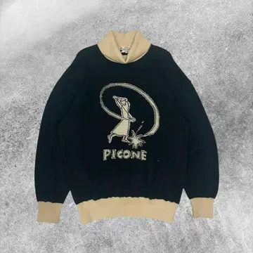 STUDIO PICONE ROMA 울 니트 블랙 하이넥 레트로