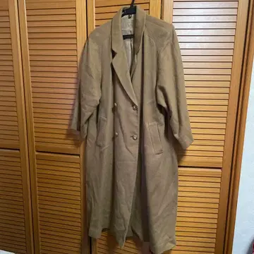 캐시미어 100% 베이지 더블 브레스트 롱 코트