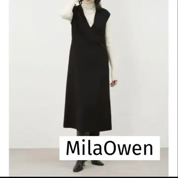 [ Mila Owen ] 리버라이크 오버롤 스커트 V넥 블랙