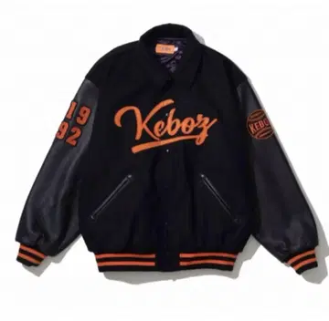 KEBOZ MELTON & LEATHER VARSITY JACKET