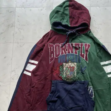 BORNFLY 후드티 맨투맨 로고 와펜 자수 오버 사이즈 2XL