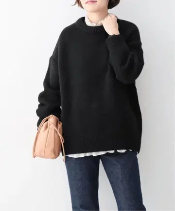 IENA AQUA 3G 커브 소매 크루넥 풀오버