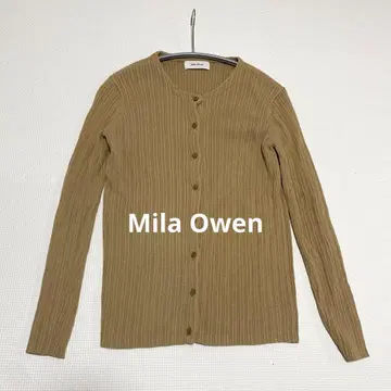 Mila Owen 베이지 리브 긴팔 가디건