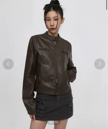 BLACKUP 브라운 가죽 자켓