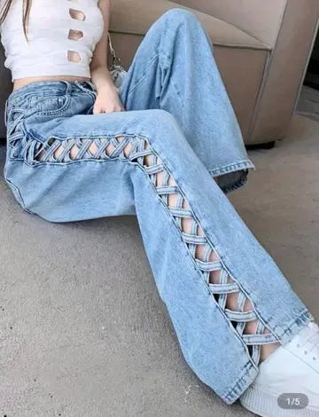 롱 기장 팬츠 아메리칸 스타일 하이웨스트 와이드 레그 XXL 사이즈