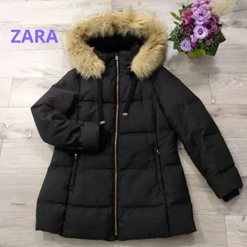 ZARA 블랙 다운 자켓 퍼 포함