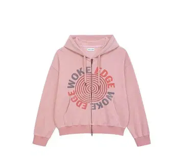 woke edge thermal zip hoodie pink