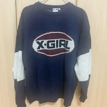 X-girl 니트 상의 네이비 원사이즈