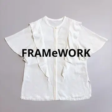 FRAMeWORK 프레임워크 린넨레이온 프릴 블라우스 화이트