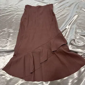 브라운 프릴 롱 스커트 L 사이즈