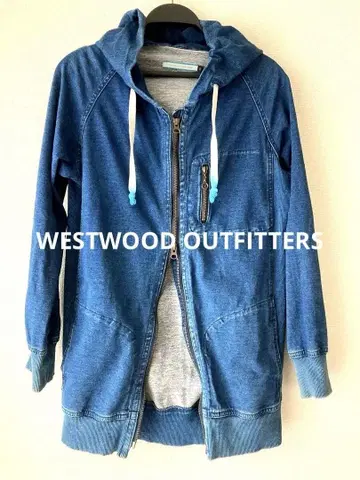 WESTWOOD OUTFITTERS 데님 블루 풀 집업 후드티