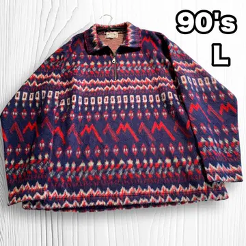 90s 하프 지퍼 총 패턴 니트 모헤어 스웨터 빈티지 L