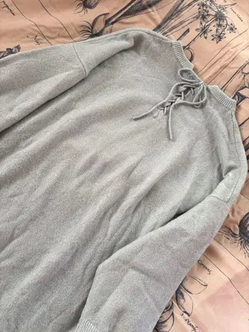 avecmoi 롱 니트 원피스 back 리본 니트 원피스