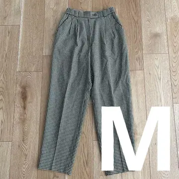 Munsingwear 골프 팬츠 그린 카키 체크 M 사이즈