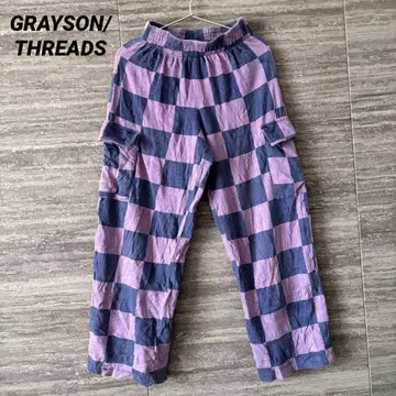 GRAYSON/THREADS 카고 팬츠 퍼플 네이비 체커 패턴