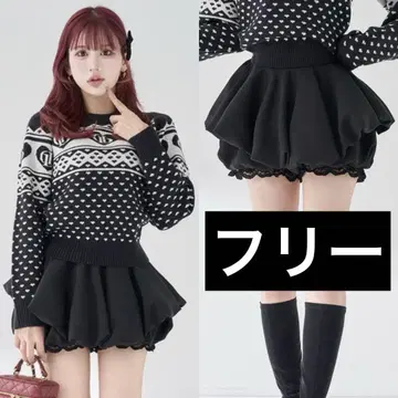 Darich 볼륨 벌룬 미니 스커트 블랙 프리