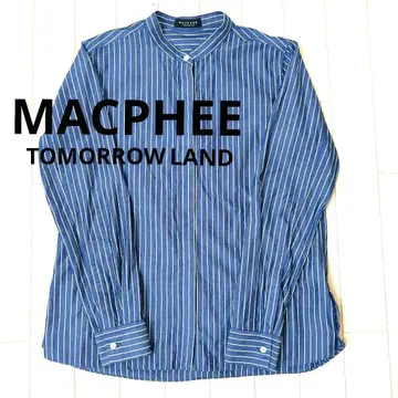 MACPHEE TOMORROW LAND 밴드 카라 스트라이프 셔츠 파랑