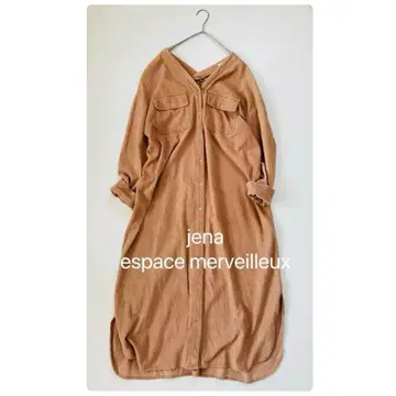 제나 에스파 메르베유 코듀로이 V넥 셔츠 원피스 브라운