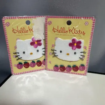레어 2001 헬로키티 아플리케 2개 카오하나/플라워/딸기