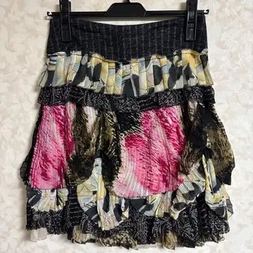 DIANE von FURSTENBERG 멀티 컬러 프릴 미니 스커트