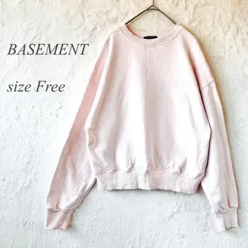 BASEMENT 긴팔 맨투맨 프리 옅은 핑크 무지 둥근넥 924