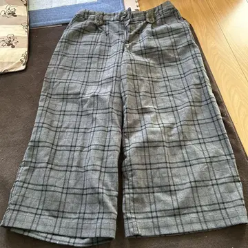 내추럴 네이처 그레이 계열 체크 와이드 팬츠