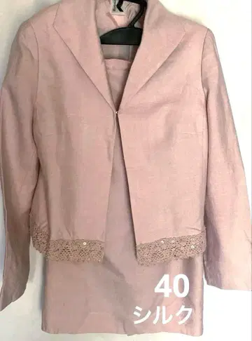 크리치아 옅은 핑크 포멀 슈트 세트 실크 100% 40