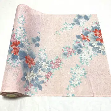 여름 기모노 옷감 시원한 꽃무늬 연한 핑크 폭 37cm