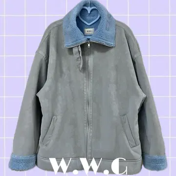 W.W.G who's who gallery 블루 보아 옷깃 무스탕 자켓