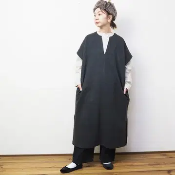 1회 착용 울 혼방 롱 베스트 OP 짙은 그레이