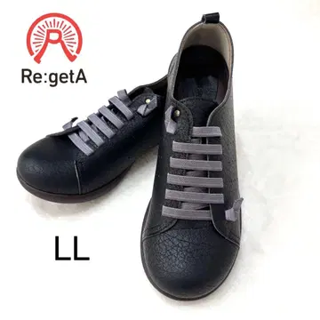 미사용품 리게타 밴딩 끈 플랫슈즈 블랙 LL 25cm