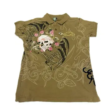 Ed Hardy 00s Y2K Skull Polo Shirt 3579