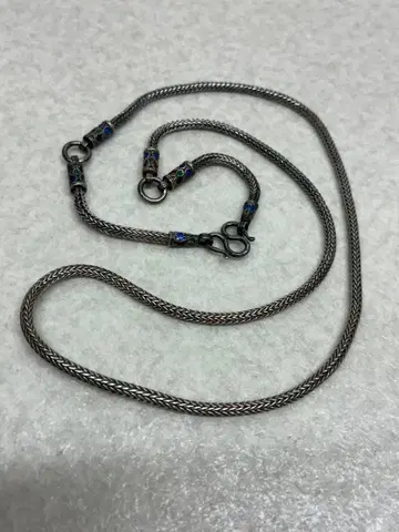 Z ) 인도? 티베트? 실버 925 목걸이 뱀뼈 체인 손뜨개질 레트로