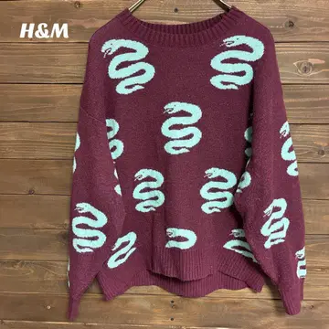 [ 에이치앤엠 ] H&M 버건디 뱀 무늬 니트 S