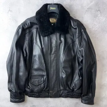 SHARON 고급 양가죽 가죽 G-1 플라이트 자켓 남성용 L 블랙