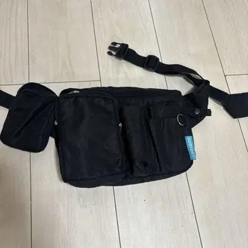 블랙 나일론 바디백 웨스트 파우치