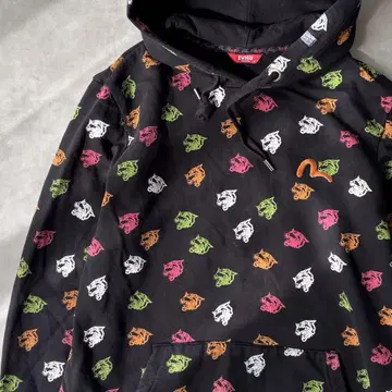 14661 EVISU 올 패턴 자수 로고 풀오버 후드티
