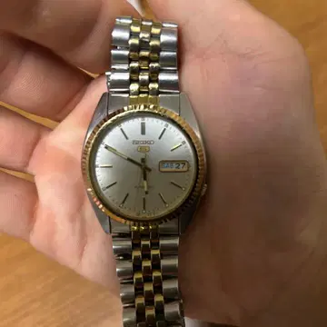 SEIKO SB27 자동 시계 실버/골드