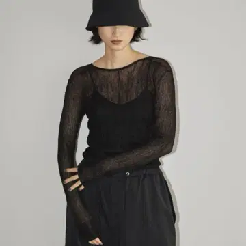 TODAYFUL Sheer Velour Tops 블랙